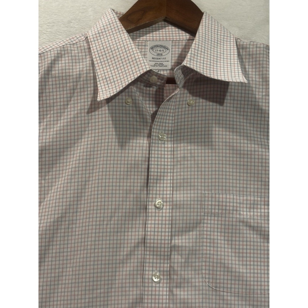 Brooks‎ Brothers Regent 17-4/5 Red Blue Check Button up Long Sleeve Preppy Work
